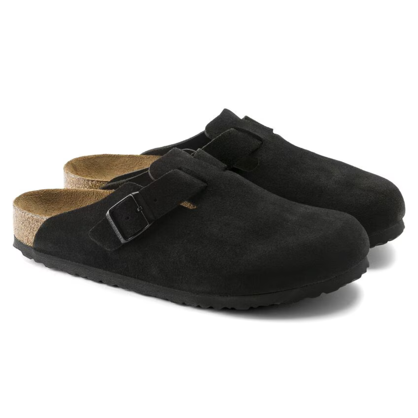 Birkenstock Boston Black Suede Clogs – Soft Footbed Leather Comfort Clogs